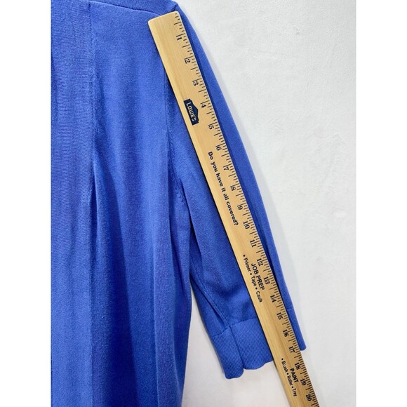 Chicos Open Front Cardigan Womens 2/Large Blue 1/2 Sleeve Duster Sweater Classic - Picture 8 of 10
